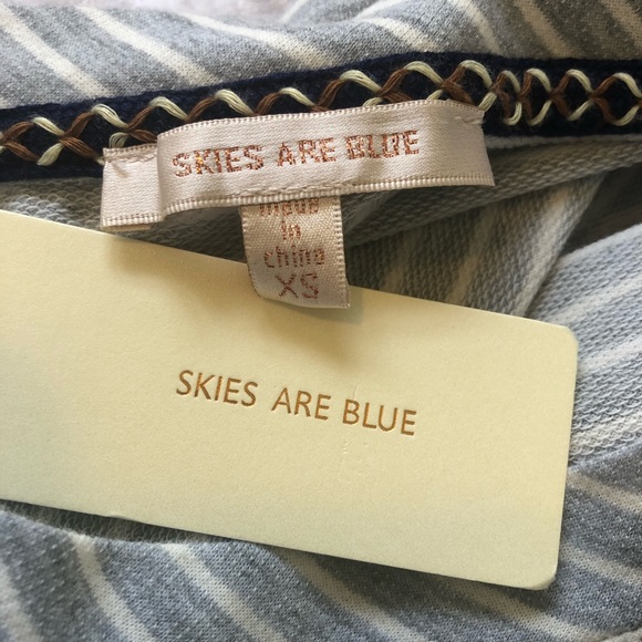 Skies Are Blue Mixed Media Striped Ruffle Blouse - Picture 3 of 5